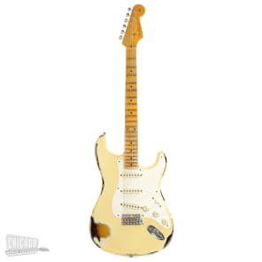 Fender Custom Shop 1957 Stratocaster Heavy Relic Aged Vintage White Over 2-Color Sunburst (Serial #82425) image 4