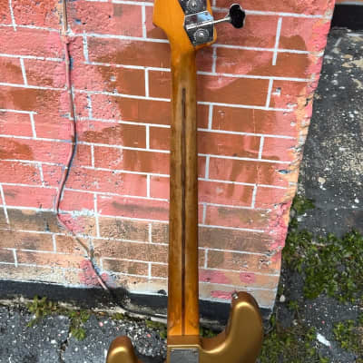 Fender Precision Bass  1957 - rare Gold Top Gold Refin early Raised "A" Polepiece P Bass on a budget ! image 8