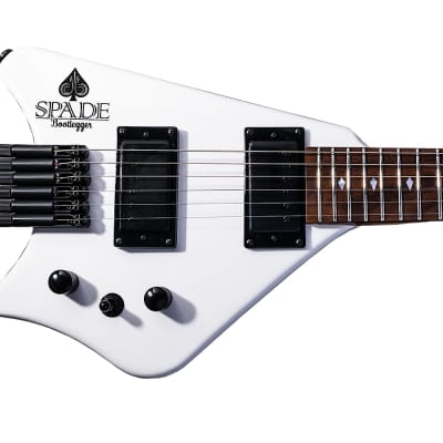 BootLegger Guitar Spade White  Gibson Scale 24.75 Headless Guitar With Case 2022 - White image 5