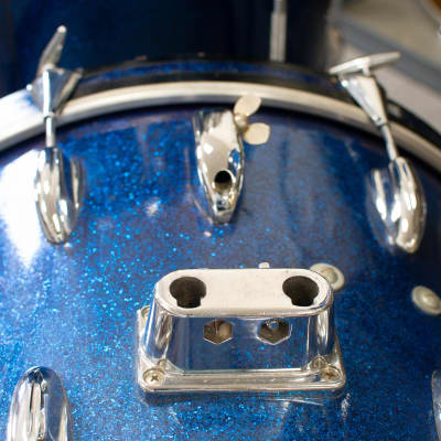 1962 Slingerland Sparkling Blue Pearl 14x20 8x12 and 16x16 Drum Kit image 7