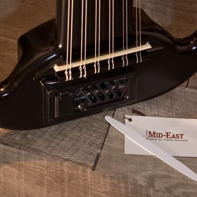 Mid-East OUDFLP-BK Arabic Electric Frame Oud w/Pegs - Lacewood, Padded Bag, Strings, Pick & Book image 6