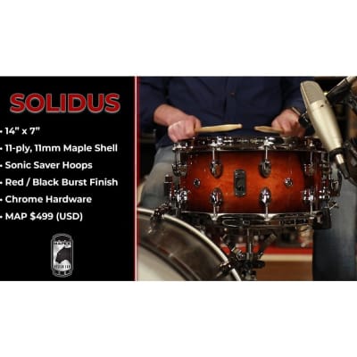 Mapex Black Panther 14x7 Solidus Snare Drum Red Black Burst image 2