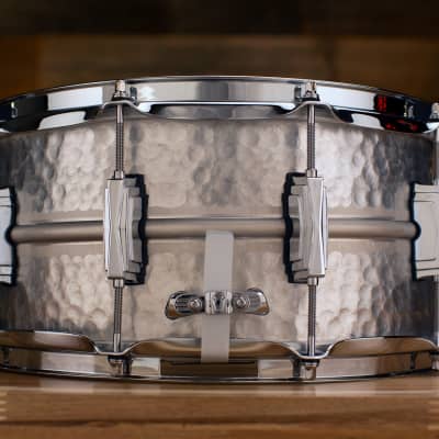 LUDWIG 14 X 6.5 LA405K ACROPHONIC HAMMERED ALUMINIUM SNARE DRUM, LIMITED EDITION image 11