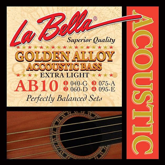 La Bella Golden Alloy Acoustic Bass Strings - AB10 .040-.060-.075-.095 image 1