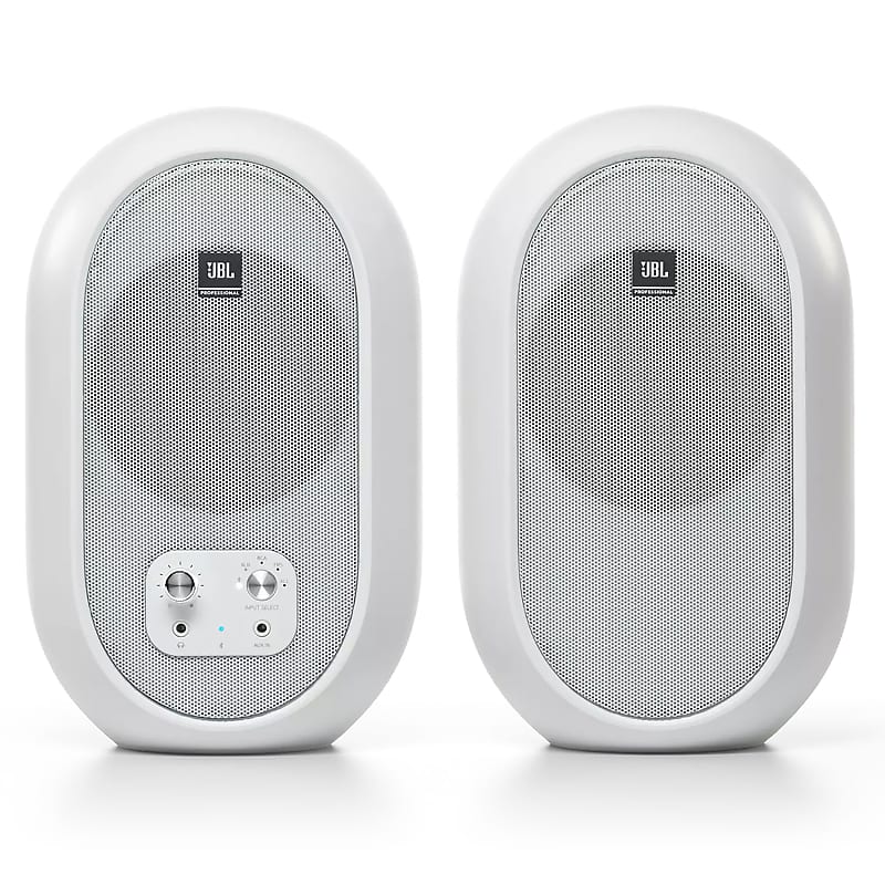 JBL 104-BT 4.5-Inch Compact Active Reference Monitor Speakers with Bluetooth, White (Pair) image 1