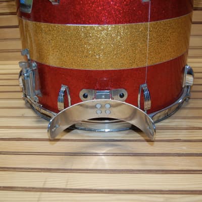 Vintage Ludwig 1970s Maple 15 x 12 Marching Snare Drum - Red/Gold Sparkle image 8