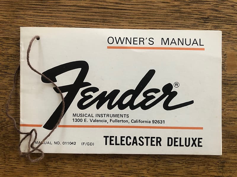 Owner´s Manual - Fender Telecaster Deluxe 1974 - mint ! | Reverb