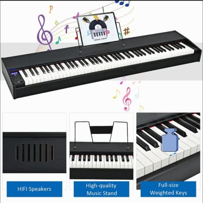 Other 88-Key Full Size Digital Piano Weighted Keyboard with Sustain Pedal 2024 - Black image 3