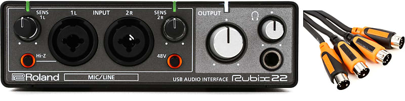 Roland Rubix 22 USB Audio Interface Bundle with Roland RMIDI-B5 