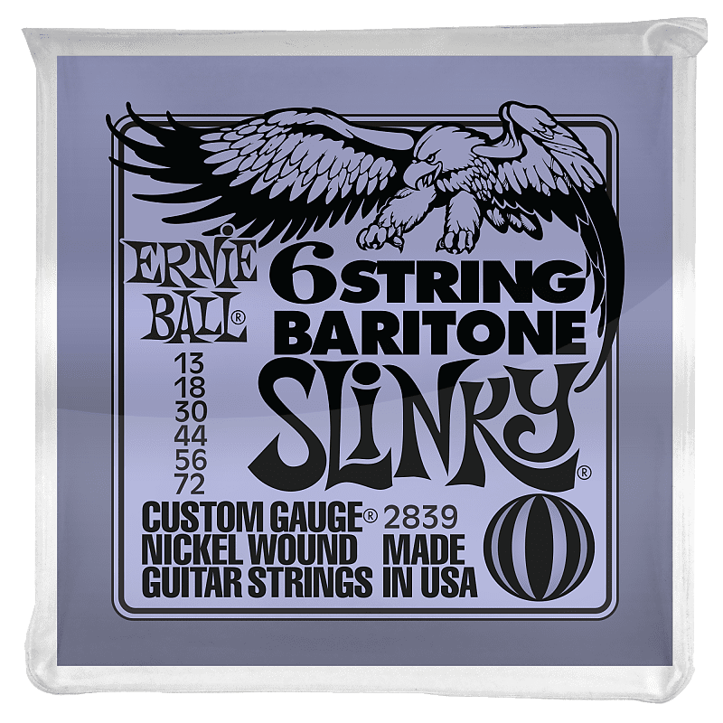 Ernie Ball Slinky 29-5/8 Scale Nickel Wound 6 String Baritone Guitar Strings image 1