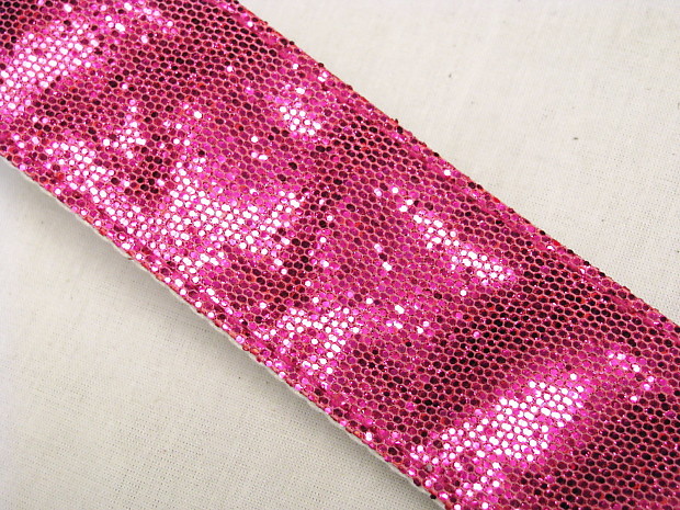 ALEXIS Pink Sparkle Glitter sequins guitar STRAP new - Shiny, Shimmering