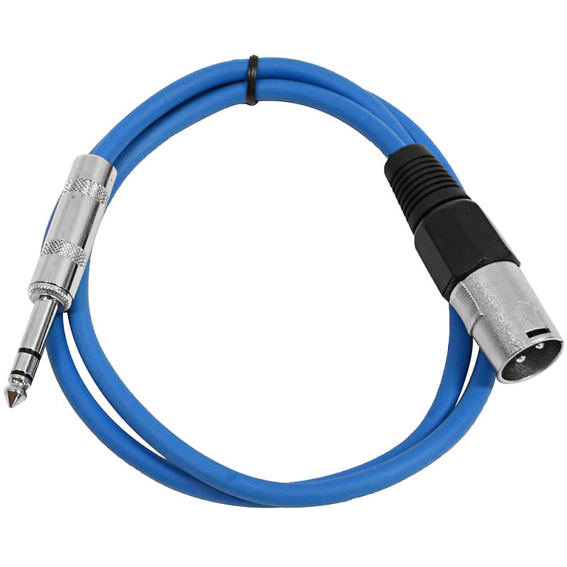 SEISMIC AUDIO Blue 1/4" TRS to XLR Male 3' Patch Cable image 1