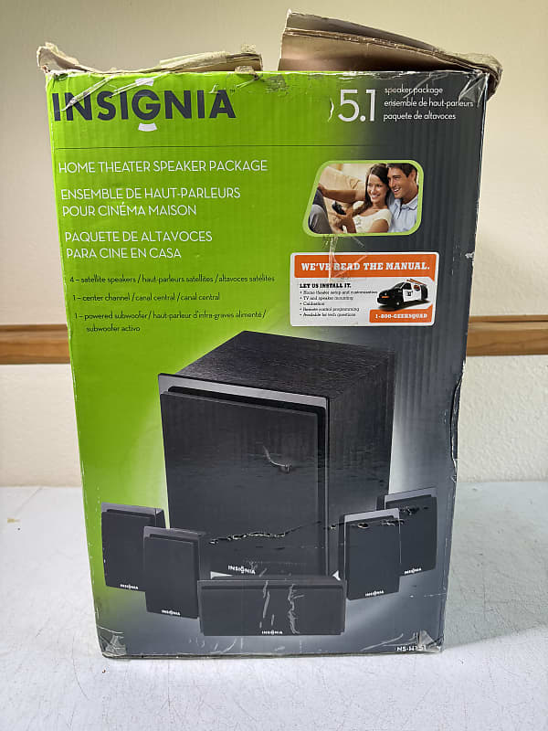 Insignia 5.1 Home Theater Speaker Package System NS-HT51 Subwoofer 5 Speakers  			