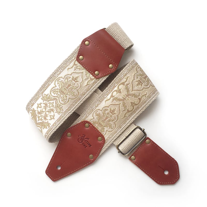 White and gold guitar strap sale