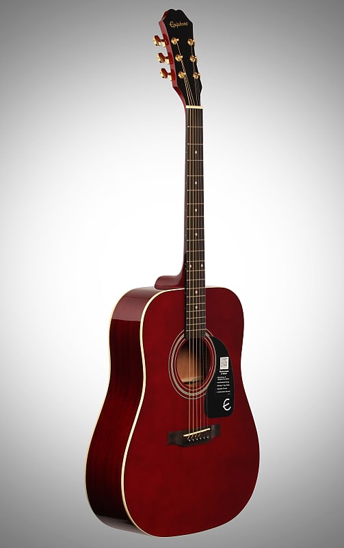 Epiphone Exclusive Limited Edition DR100 Acoustic Guitar, Wine Red, with  Gold Hardware