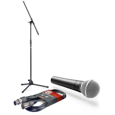 Shure SM58 Microphone, Boom Stand and Cable Bundle