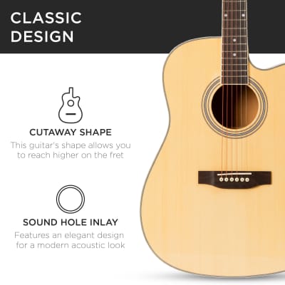 Best Choice Products Full Size Beginner Acoustic Guitar Set with Case, Strap, Capo - 41in-Dark Brown image 13