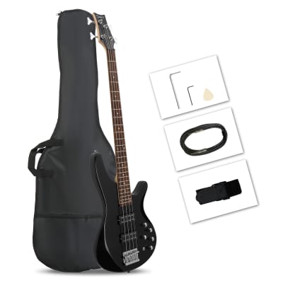 Glarry GIB Bass Guitar Full Size 4 String HH Pickup Black for sale
