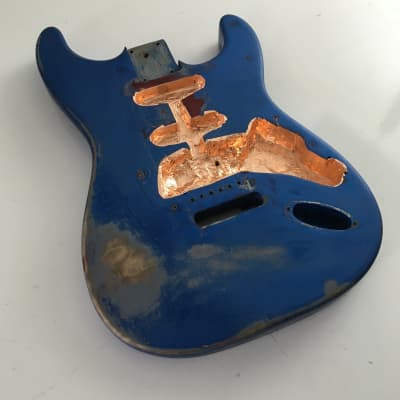 Custom Vintage ST60s Strat Style Lake Placid Blue Over Red Guitar Body Heavy Relic 4.3 Lb image 21