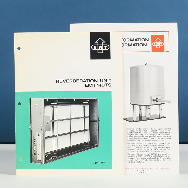 EMT 140 TS Reverberation Unit original brochure and technical information about the remote controller 140RK image 1