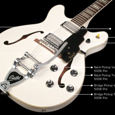 Guild Starfire V Snowcrest White E-Guitar Semi-Hollow w/tremolo +  Case image 3