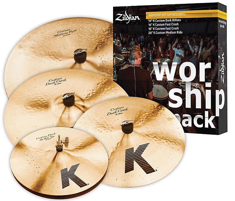 Zildjian K Worship Pack Cymbals 14" Dark Hi Hats 16" 18" Fast Crash & 20" Ride image 1