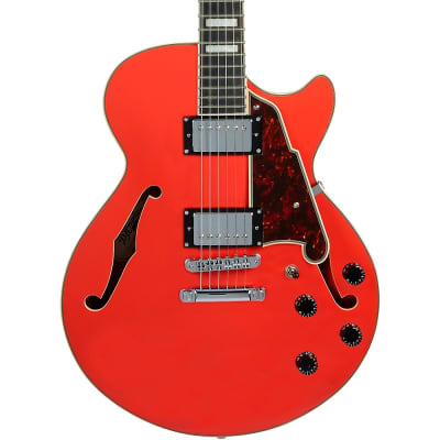 D'Angelico Premier SS Semi-Hollow Electric Guitar with Stopbar Tailpiece Fiesta Red for sale