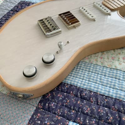 Luthier Crafted Moniker Rival SSH Custom Ultra Cool Iridescent White Top Chambered  Body w/ HS Case image 6