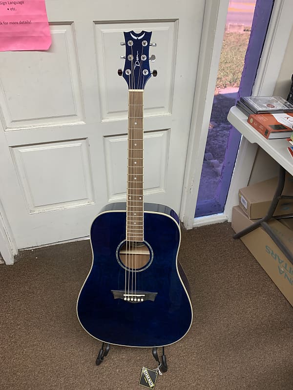 Dean AXS Dread Quilt Ash Trans Blue Acoustic Guitar B-stock Local Pickup image 1