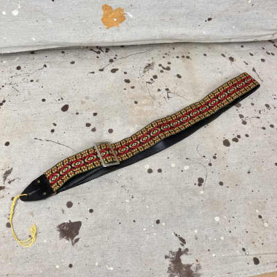 Vintage Ace Style Guitar Strap Woven Red, Yellow, and Black Circa 1960's 1970's image 4