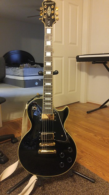 Epiphone Les Paul Custom Pro w/ mods and HSC Black & Gold | Reverb