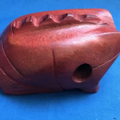 Handmade 4" x 3" Artisan Frog Reco-Reco Handmade in Pau-Brasil Natural Brazilian Wood Red Color image 3