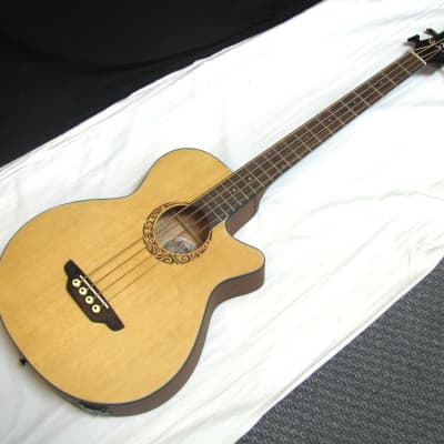 LUNA Tattoo Spruce 30" SCALE 4-string acoustic BASS guitar -Tribal Rosette - B image 1