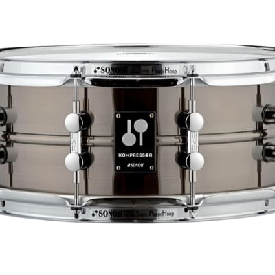 Sonor Kompressor Snare Drum, 14" x 5.75", Brass, Power Hoops, Black Nickel Plated 2023 - Brass Black Nickel Plated - Authorized Sonor Dealer - Watch for Direct Offers image 1