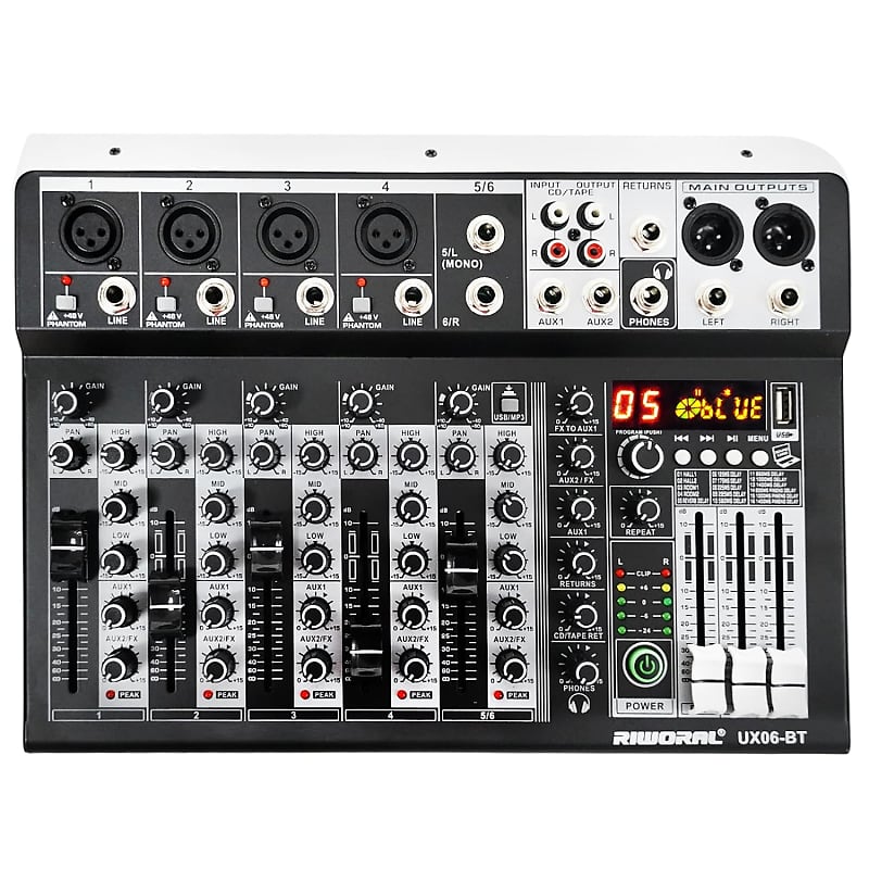 6 Channel Audio Interface Sound Board Mixing Console 16-Bit Dsp Dj 