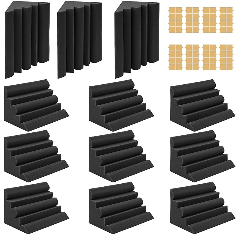 12 Pack Set 7" X 7" X 12" Acoustic Foam Bass Traps Corner Studio Foam with Adhesive Tape image 1