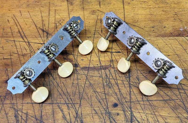 Vintage Very Old Waverly Kluson 3x3 Guitar Tuners Pearloid Buttons Luthier Parts image 1