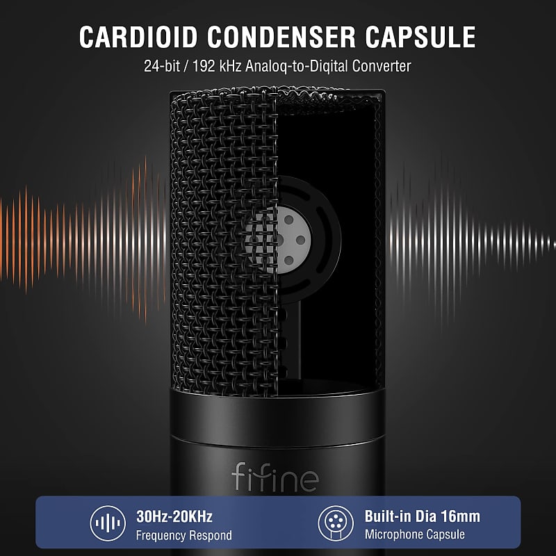 FiFine USB Condenser Podcast Microphone for Recording Streaming on