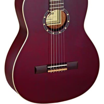 ORTEGA R131SN-WR Small Neck Konzert-Gitarre 4/4 inkl. Gigbag, wine red image 2