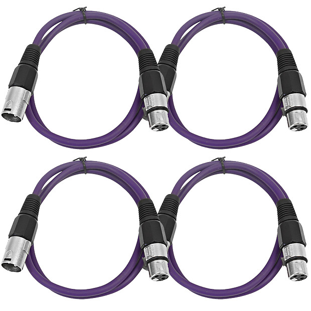 Seismic Audio SAXLX-3-4PURPLE XLR Male to XLR Female Patch Cable - 3' (4-Pack) image 1