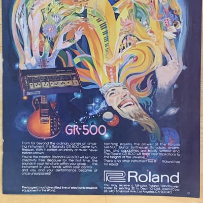 1977 Roland Guitar Original Full Color Magazine Advertisement Featuring The Roland GR-500