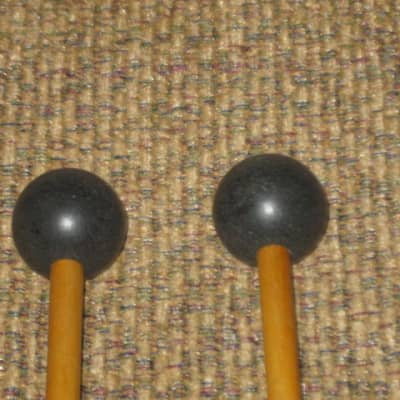 one pair of new old stock A+ Mike Balter MB10B (10B) Extra Hard Keyboard Mallets, 1 and 1/8" phenolic (plastic) round (gray color) HEADS and natural birch HANDLES - mid to late 1990s (+ packaging) Unwound Series image 11