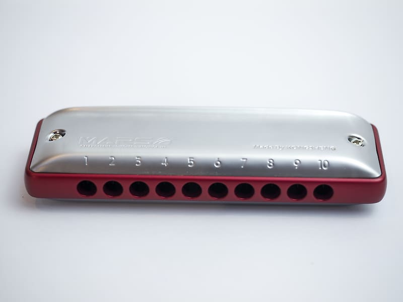 Kongsheng Mars with Aluminum Comb 10 Hole Diatonic Harmonica Red Comb + Silver Covers Key of G image 1