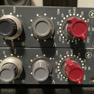 Neve 1066 Mic / Line Input Module with 3-Band EQ Stereo Pair 1970s - RAF Blue Grey image 4