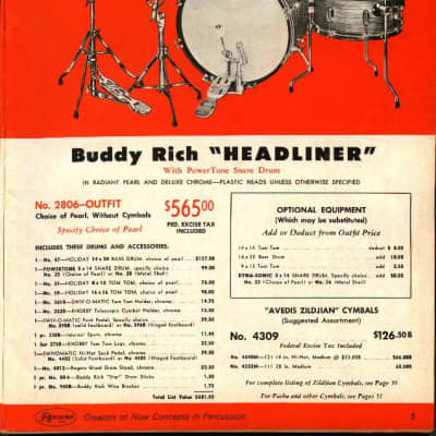 Rogers, Holiday "Headliner" 20,12,16 Dayton 3-Piece Set 1964 - Sparkling Blue Pearl image 4