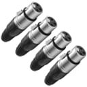 4 PACK 3 PIN Female XLR Cable Connector-Microphone plug