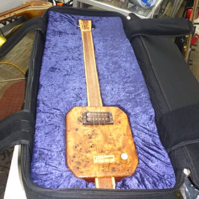 Guitars BHN Custom Made 3 String Lap Steel Electric Guitar w/Case - Torrefied Cotton Wood Burl image 3