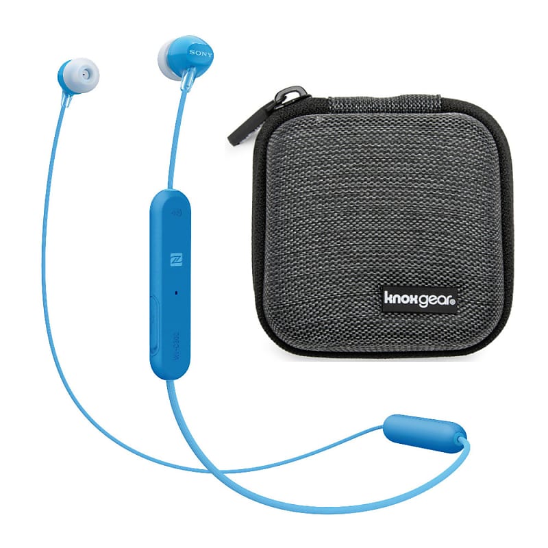 Sony WI-C300 Wireless In-Ear Headphones (Blue) Bundle with Knox