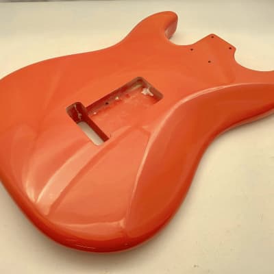 4lbs BloomDoom Nitro Lacquer Aged Relic Orangey Fiesta Red HSH S-Style Vintage Custom Guitar Body image 9