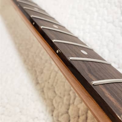 You never felt frets like this. Bottom price on a USA Roasted flame maple neck. NO fret tangs,Rounded edges. Dark Rosewood fingerboard..Made for a Strat body # MPS-39R image 1
